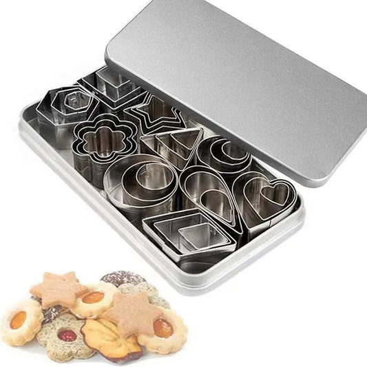 30Pcs/box Stainless Steel Sugar Biscuit Press Stamp Embosser Cookie Cutter DIY Fondant Cake Mold Pastry Decor Baking Accesories